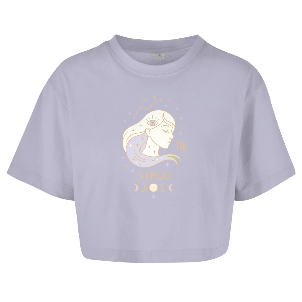 Damen Oversize Crop Top – Sternzeichen Jungfrau | Celestia Spirit | Spirituelle Mode