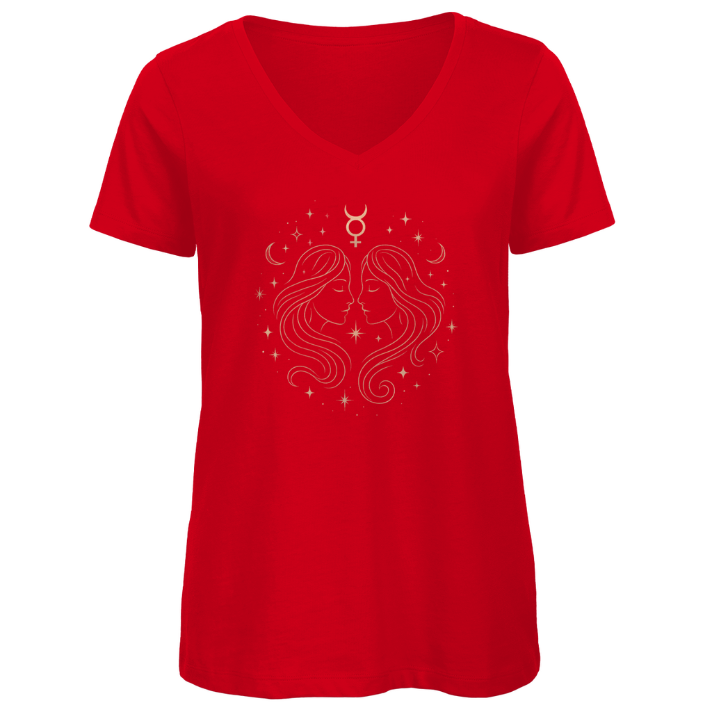 Premium Bio V-Neck T-Shirt - Zwillinge | Damen | Celestia Spirit
