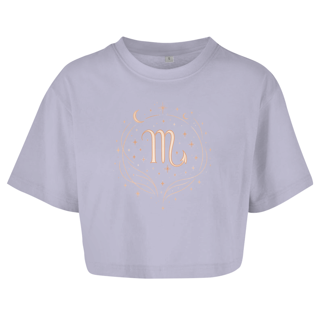 Damen Oversize Crop Top – Sternzeichen Skorpion | Celestia Spirit | Spirituelle Mode
