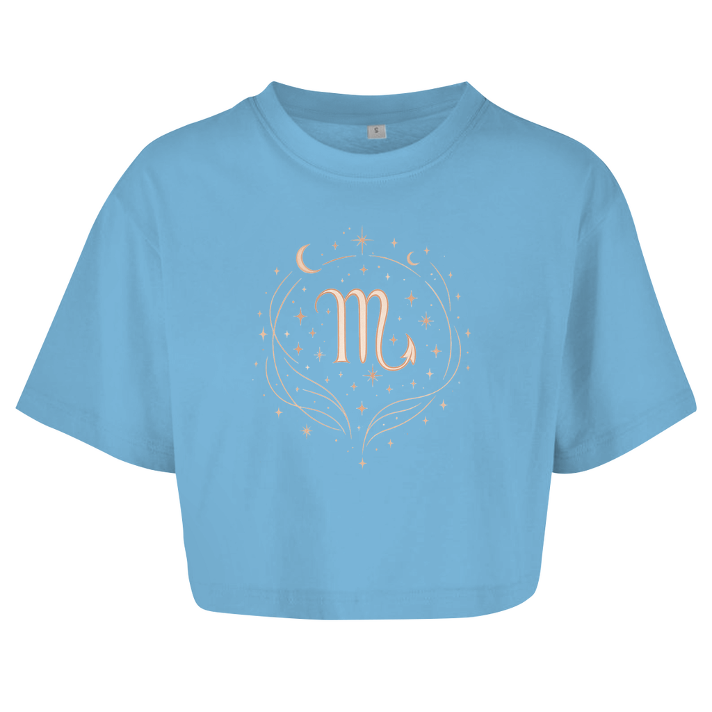 Damen Oversize Crop Top – Sternzeichen Skorpion | Celestia Spirit | Spirituelle Mode