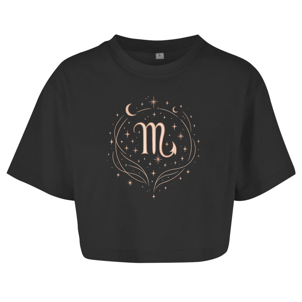 Damen Oversize Crop Top – Sternzeichen Skorpion | Celestia Spirit | Spirituelle Mode