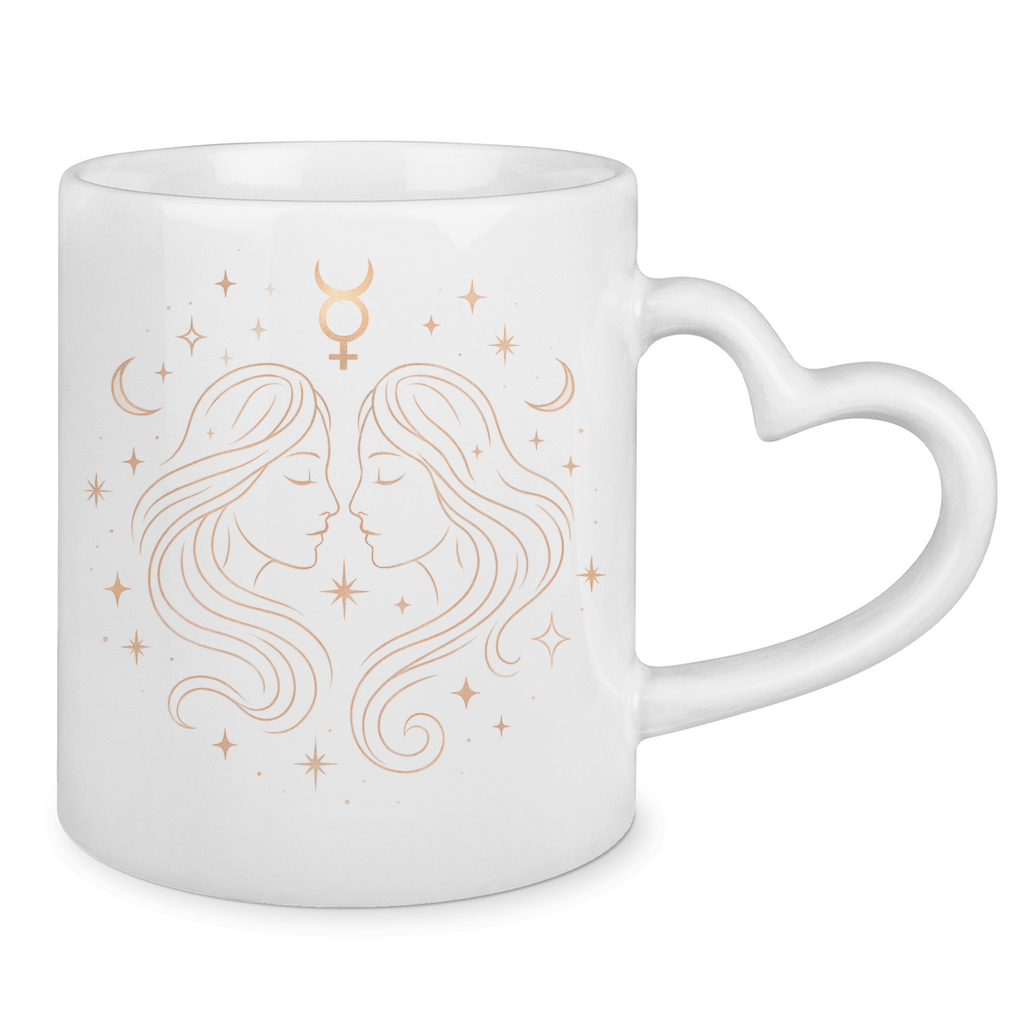 Sternzeichen Tasse mit Herzhenkel - Zwilling | Celestia Spirit