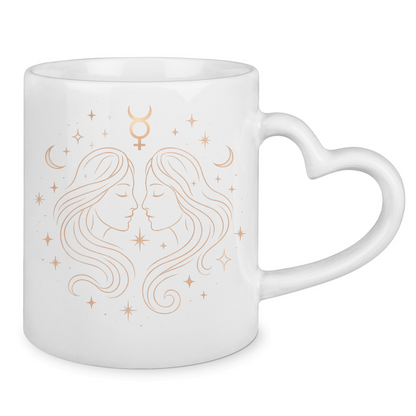 Sternzeichen Tasse mit Herzhenkel - Zwilling | Celestia Spirit