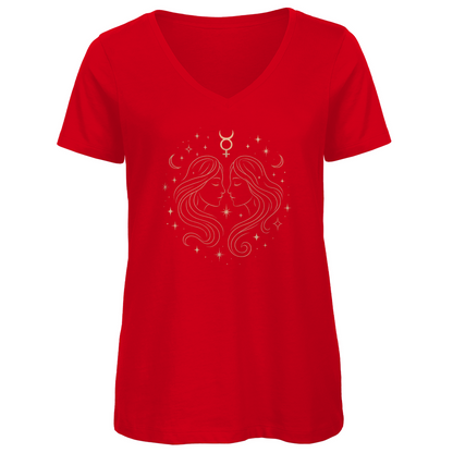 Premium Bio V-Neck T-Shirt - Zwillinge | Damen | Celestia Spirit