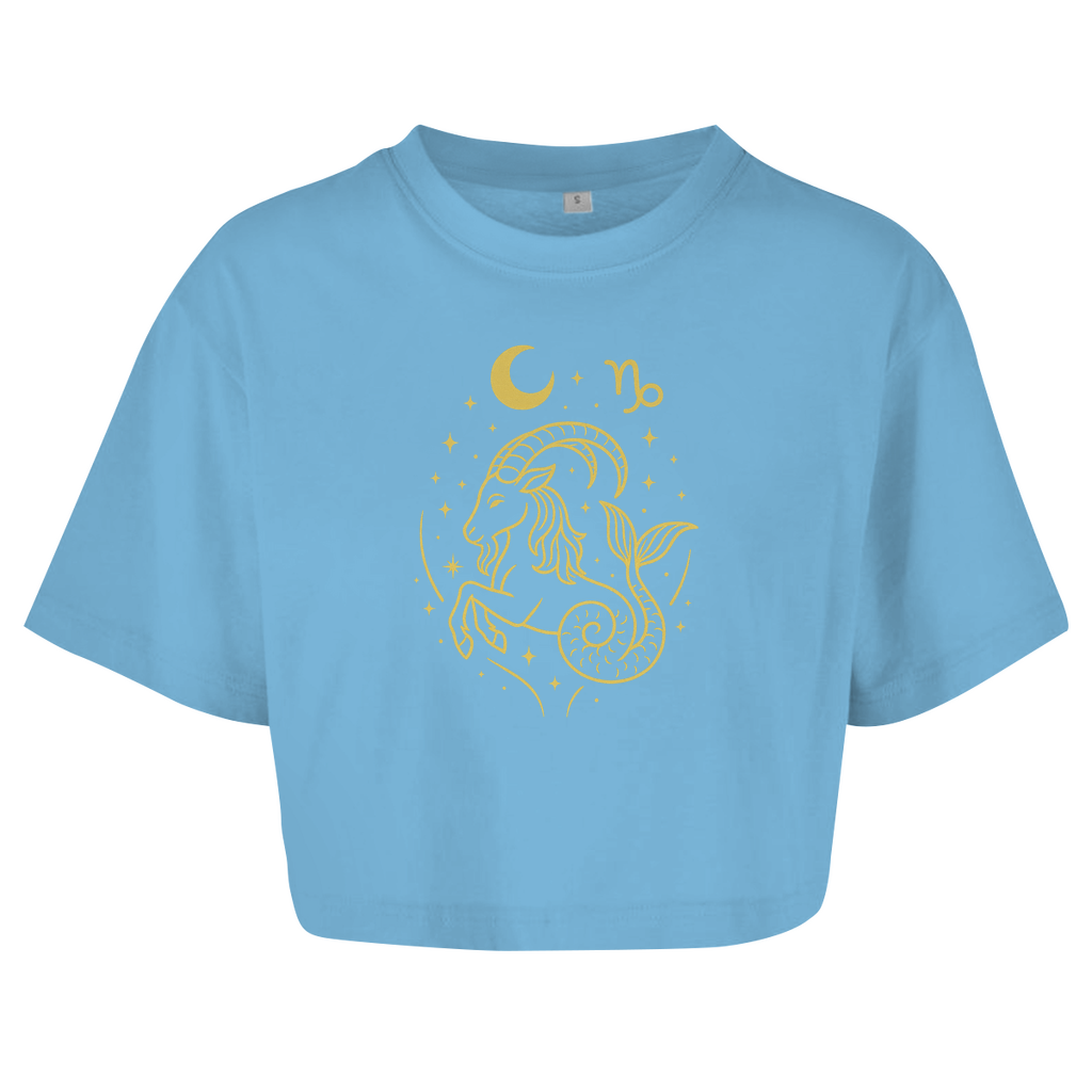 Damen Oversize Crop Top – Sternzeichen Steinbock | Celestia Spirit | Spirituelle Mode