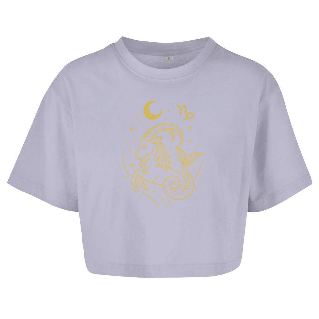 Damen Oversize Crop Top – Sternzeichen Steinbock | Celestia Spirit | Spirituelle Mode