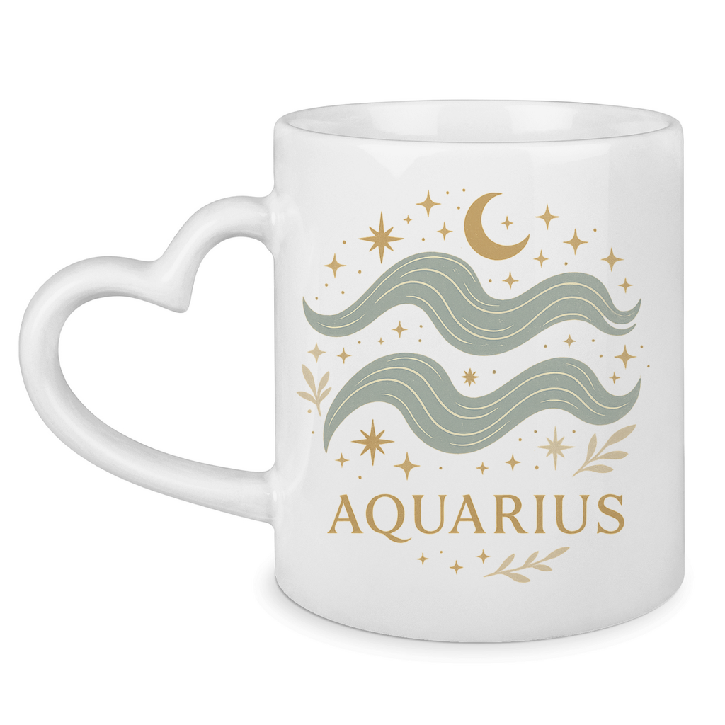 Sternzeichen Wassermann - Tasse mit Herzhenkel | Celestia Spirit | Spirituelle Mode