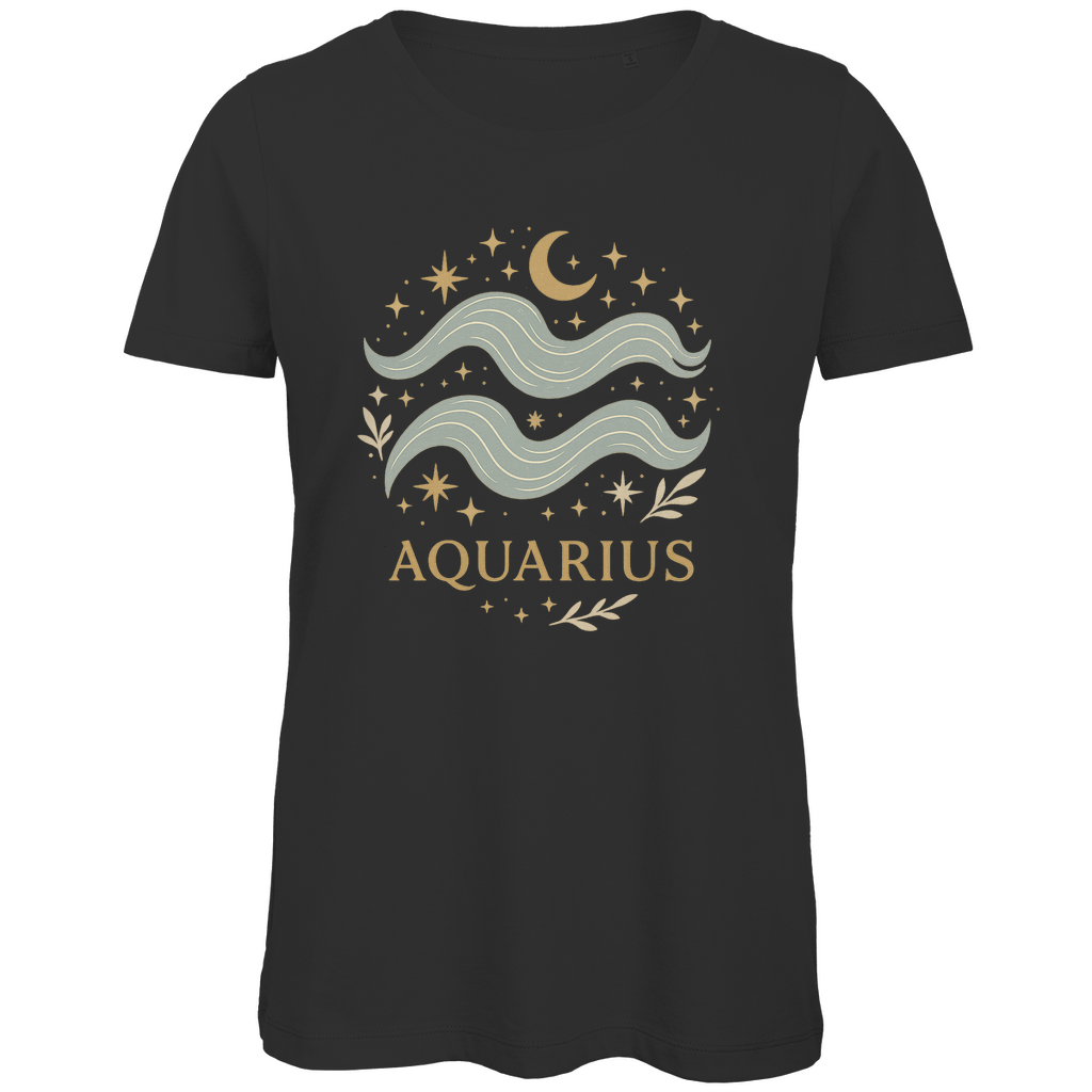 Bio Damen T-Shirt – Sternzeichen Wassermann | Celestia Spirit | Spirituelle Mode