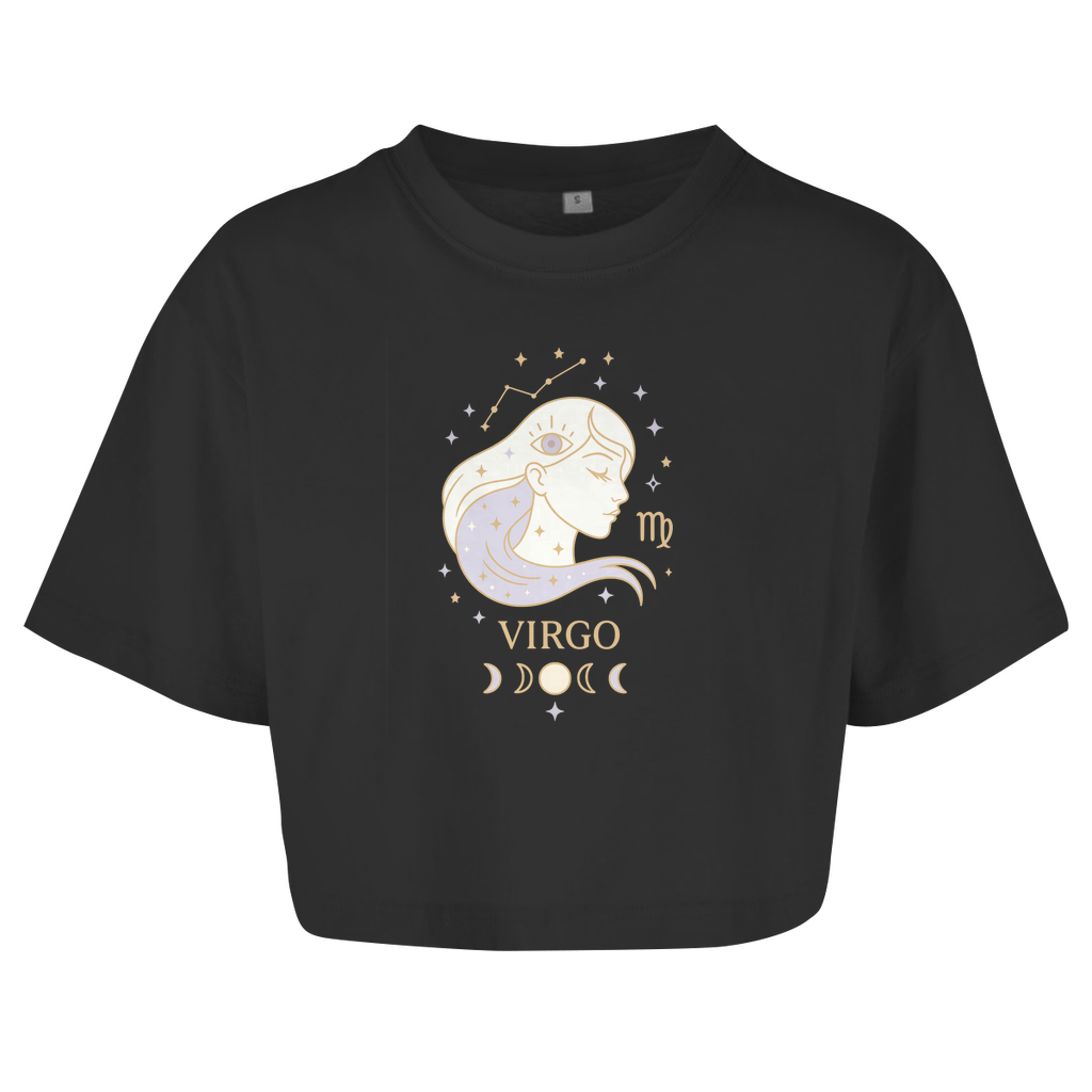 Damen Oversize Crop Top – Sternzeichen Jungfrau | Celestia Spirit | Spirituelle Mode