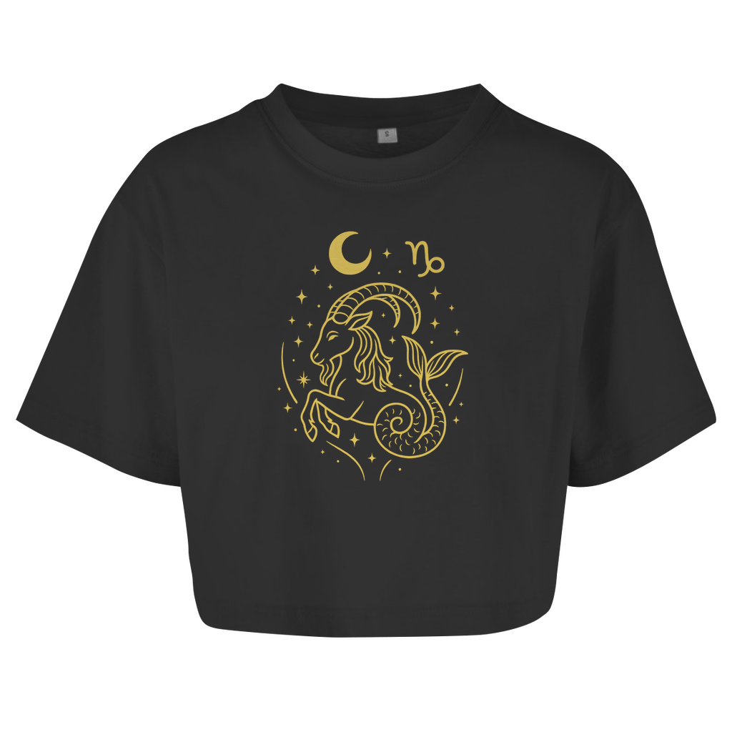 Damen Oversize Crop Top – Sternzeichen Steinbock | Celestia Spirit | Spirituelle Mode