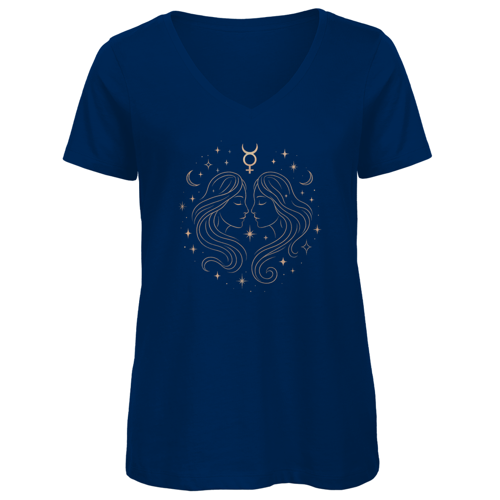 Premium Bio V-Neck T-Shirt - Zwillinge | Damen | Celestia Spirit