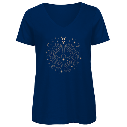 Premium Bio V-Neck T-Shirt - Zwillinge | Damen | Celestia Spirit