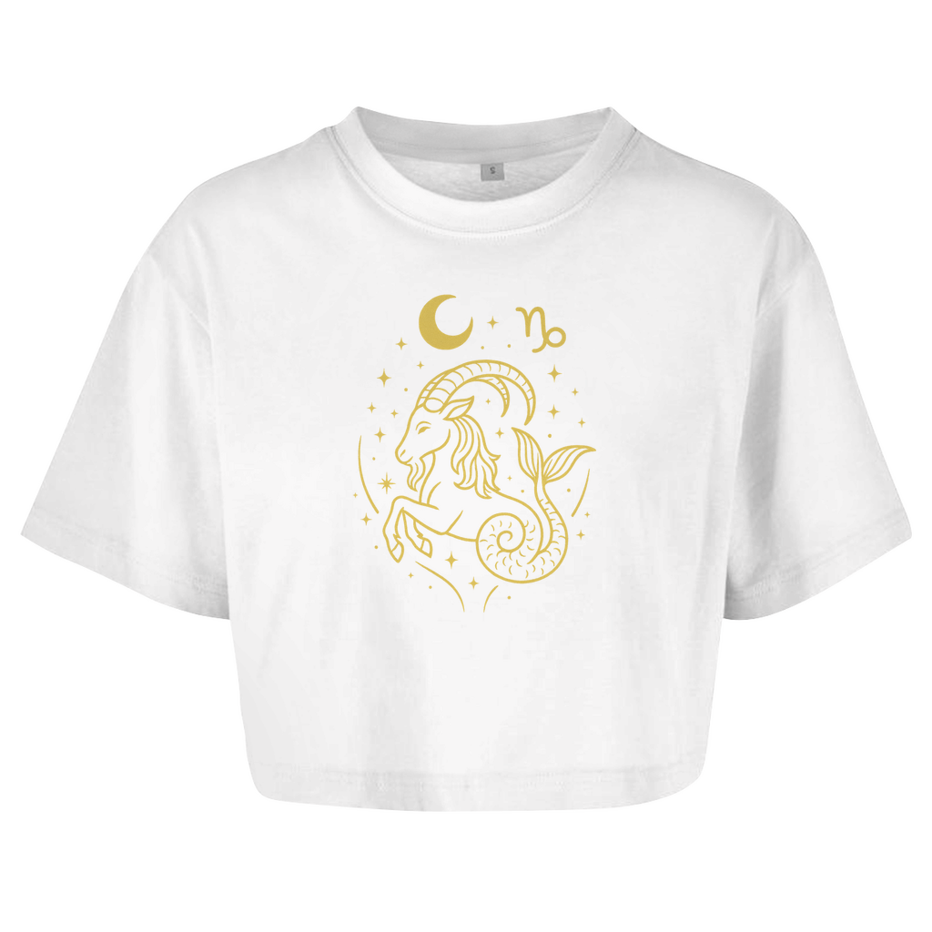 Damen Oversize Crop Top – Sternzeichen Steinbock | Celestia Spirit | Spirituelle Mode