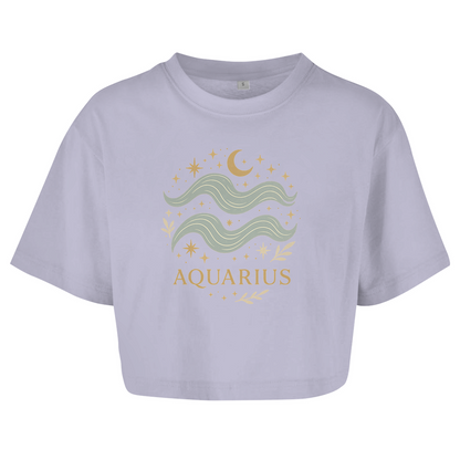 Damen Oversize Crop Top – Sternzeichen Wassermann | Celestia Spirit | Spirituelle Mode