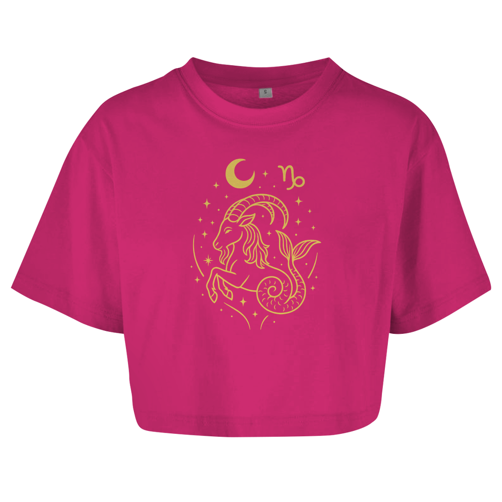 Damen Oversize Crop Top – Sternzeichen Steinbock | Celestia Spirit | Spirituelle Mode