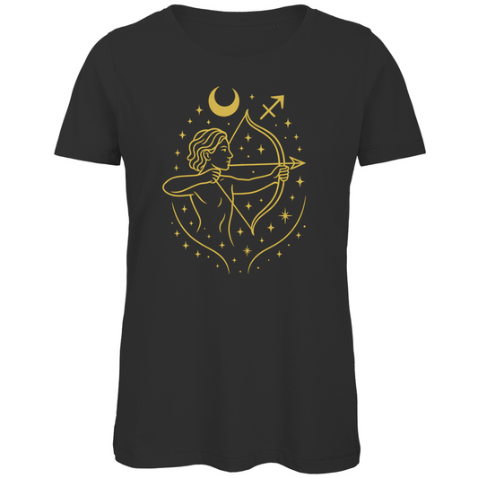 Bio Damen T-Shirt – Sternzeichen Schütze | Celestia Spirit | Spirituelle Mode