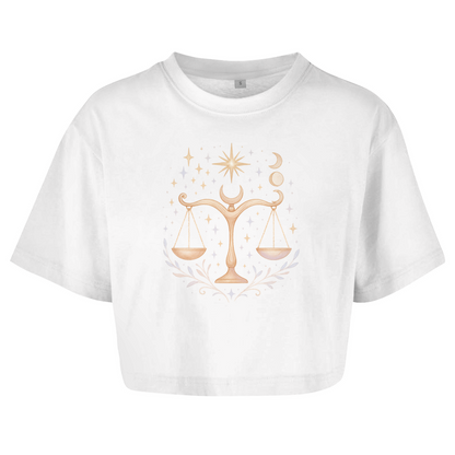 Damen Oversize Crop Top – Sternzeichen Waage | Celestia Spirit | Spirituelle Mode