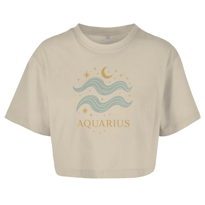 Damen Oversize Crop Top – Sternzeichen Wassermann | Celestia Spirit | Spirituelle Mode