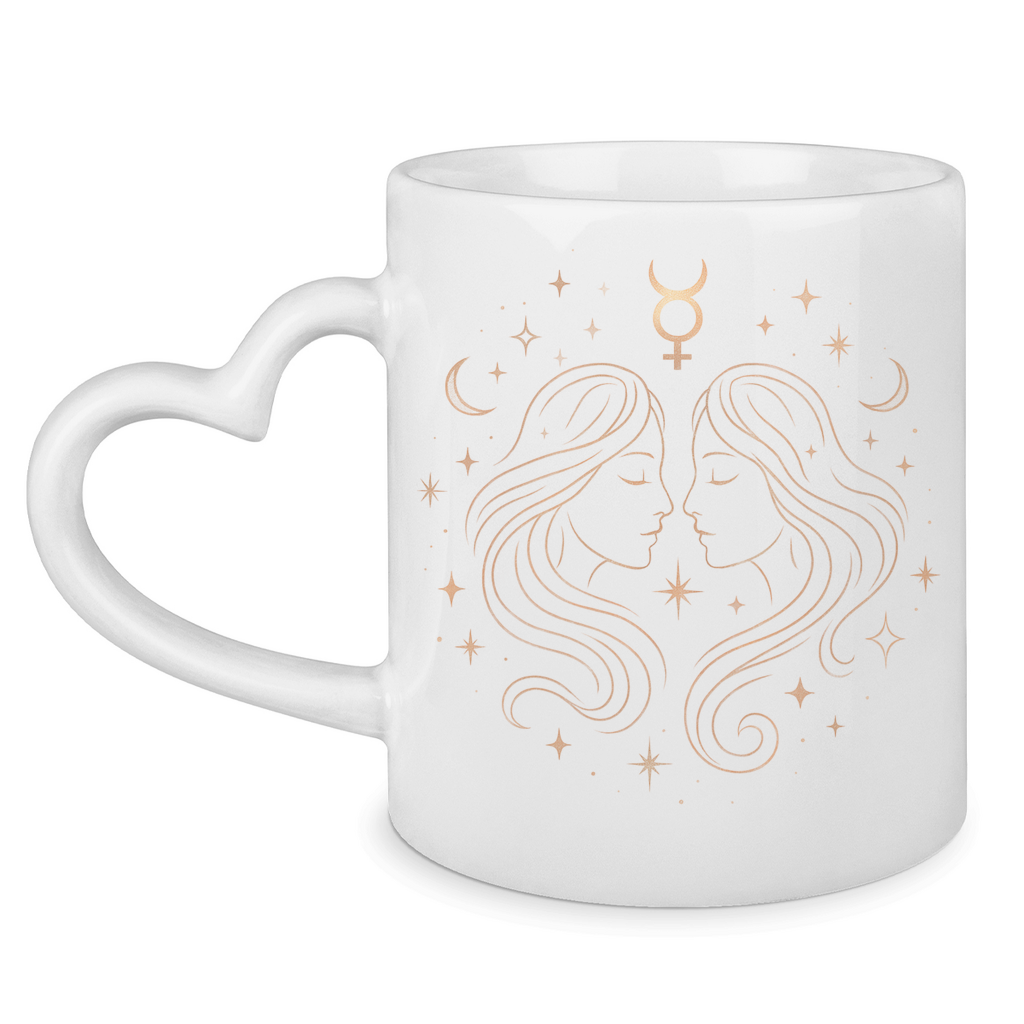 Sternzeichen Tasse mit Herzhenkel - Zwilling | Celestia Spirit