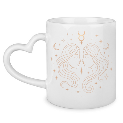 Sternzeichen Tasse mit Herzhenkel - Zwilling | Celestia Spirit