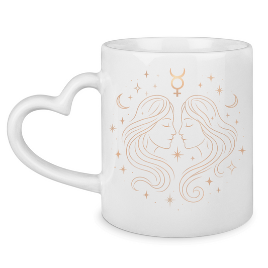 Sternzeichen Tasse mit Herzhenkel - Zwilling | Celestia Spirit